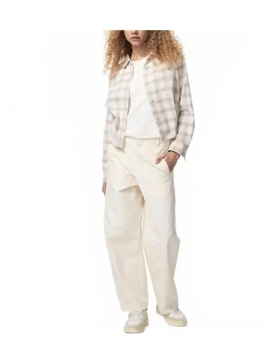 Uniqlo Flannel Boxy Cropped Shirt | Ombre Checked NWT Off White Unisex XL - Picture 8 of 8